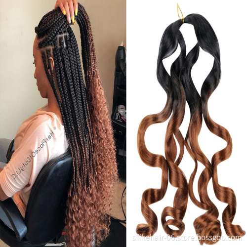 20 Inch Loose Curl  Wave Crochet Braids Synthetic Braiding Hair  Pre-Looped Natural Black Deep Wave Crochet Hair Extensions